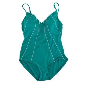 80s teal one piece swimsuit bathing suit 1980s vintage